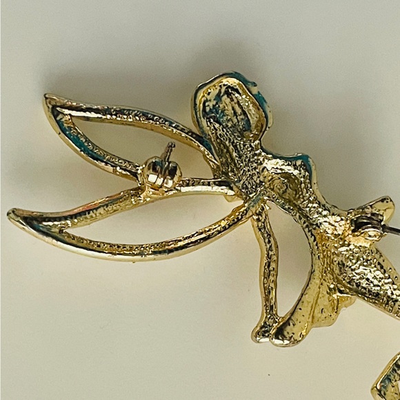 Tinker Bell Swarovski Crystal Diamond Like Pin Gold Coloured Broach Jewelry - Picture 13 of 16